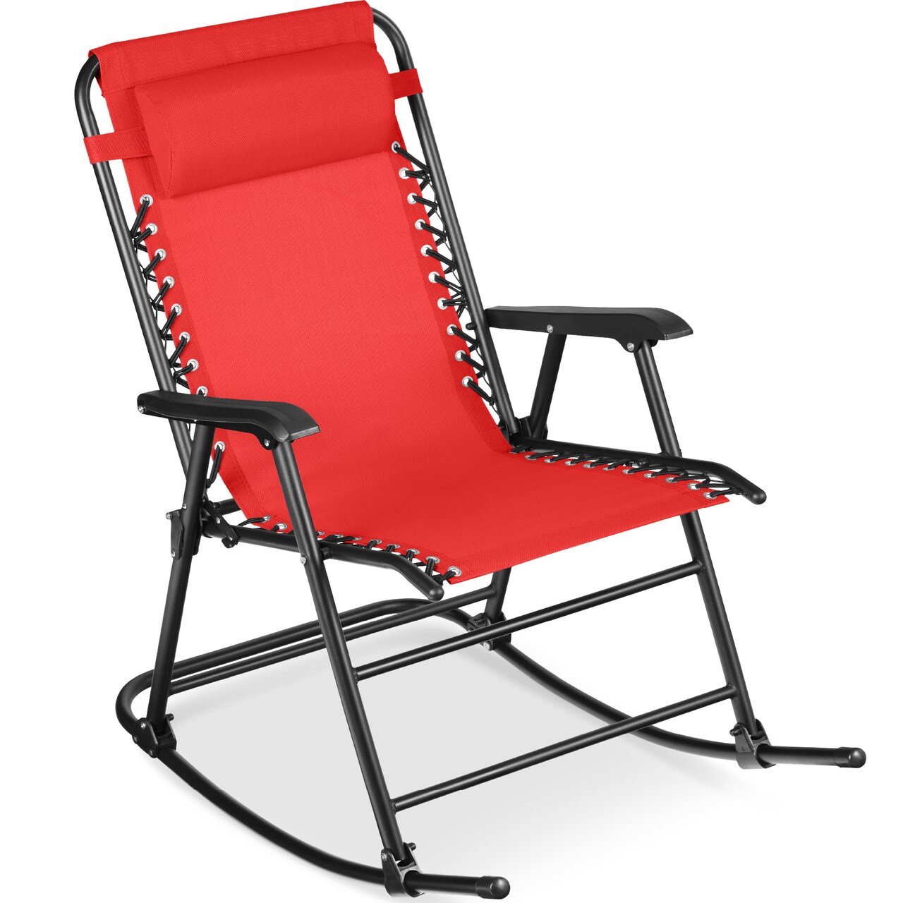 Best Choice Products Folding Outdoor Zero Gravity Rocking Lounge Chair w/ Headrest Pillow